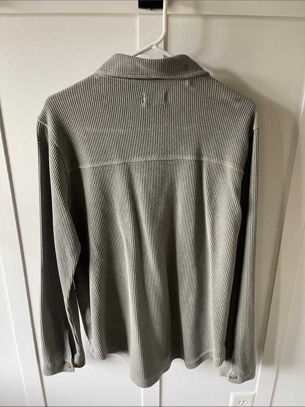 Ribbed Button-Front Women’s Shirt Jacket - green/Gray - Picture 2 of 5